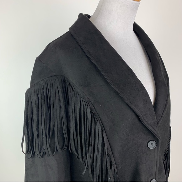Shein Curve Black Fringe Faux Suede Jacket 4X - Picture 4 of 13